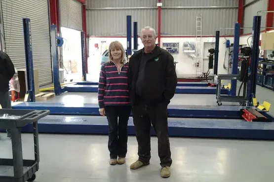 Mike and Sonia in the workshop